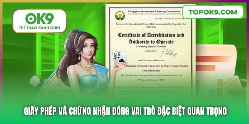 Giấy phép và chứng nhận đóng vai trò đặc biệt quan trọng